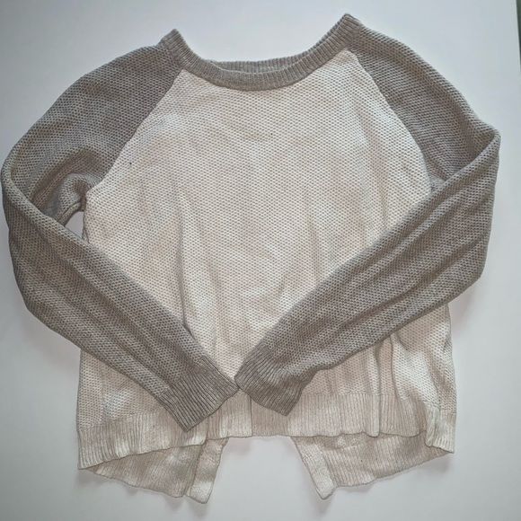 Madewell Province Cross Back Two Tone Cotton Sweater Cozy - Picture 8 of 9